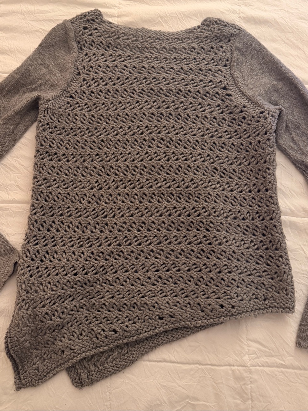 Helmut Lang Gray Crochet Knit Crewneck Sweater